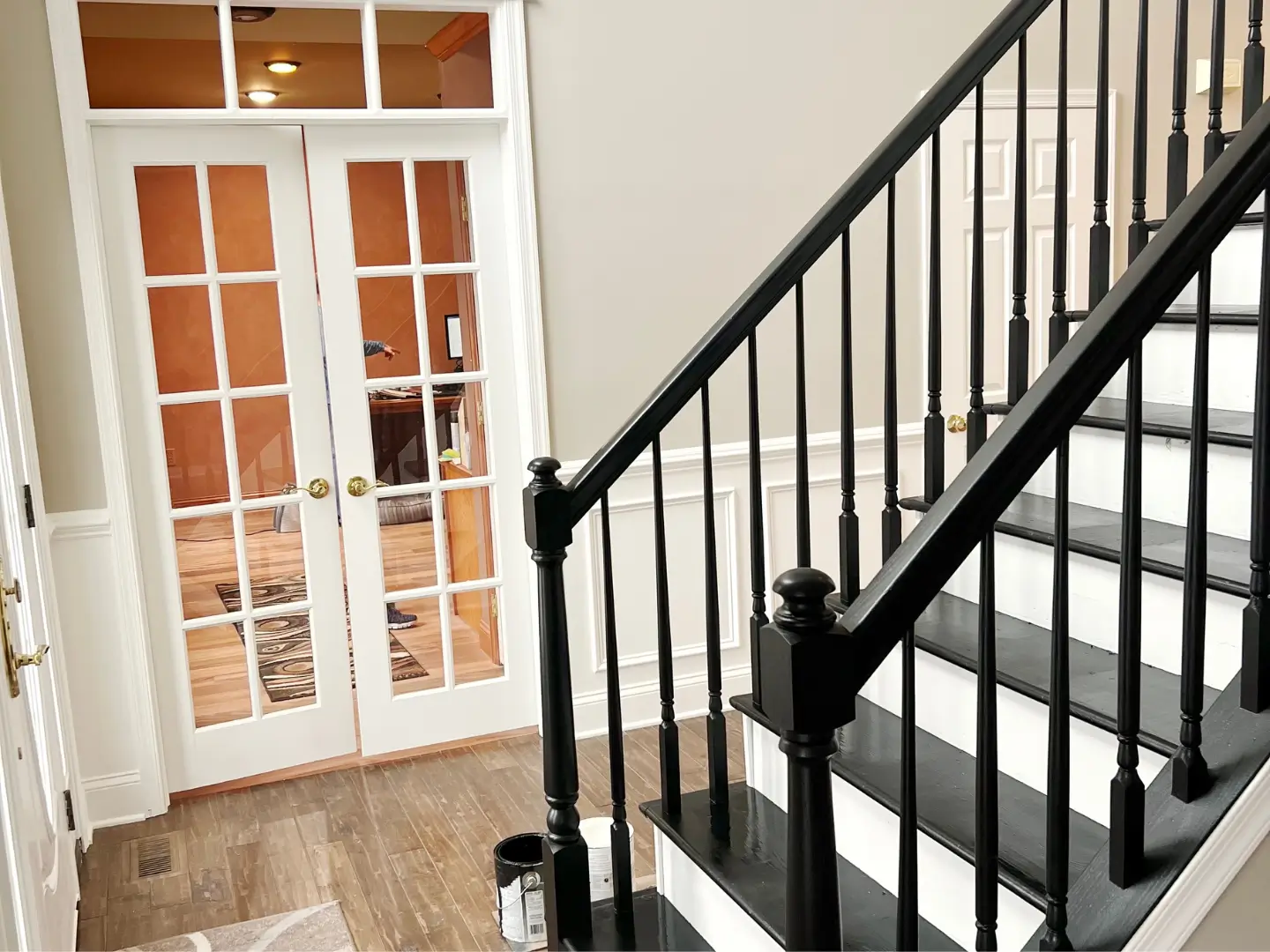 after before carpentry and custom trim installation Job Done by Burge Painting Company in Montgomery County.